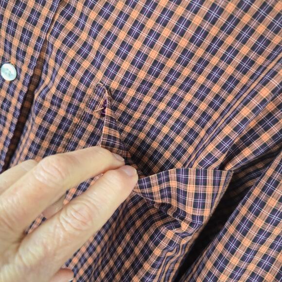 Cinch Mens Button Down Rust Plaid Cowboy Core Rodeo Western Long Sleeve Shirt M - Picture 9 of 12